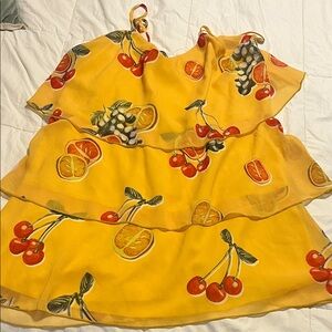 Show Me Your MuMu Yellow Fruit Print Mini Dress